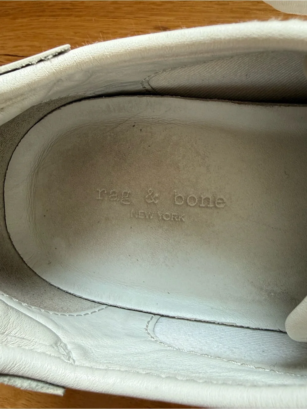 Rag & Bone Women’s White Leather Sneakers With Suede Trim, Size 8.5